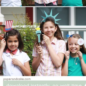 Patriotic USA 4th of July Printable PHOTO BOOTH Props - You Customize, Editable Text >> Instant Download | Paper and Cake