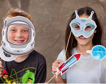 21 Astronaut Printable PHOTO BOOTH PROPS | Rocket Space Centerpieces Cake Toppers - Editable Text >> Instant Download | Paper and Cake