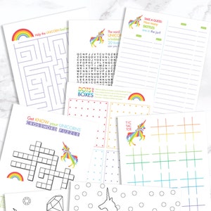 10 Unicorn Rainbow Party Games PRINTABLE Activities bundle EDITABLE TEXT Instant Download Paper and Cake image 1