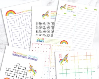 10 Unicorn Rainbow Party Games PRINTABLE Activities bundle - EDITABLE TEXT >> Instant Download | Paper and Cake