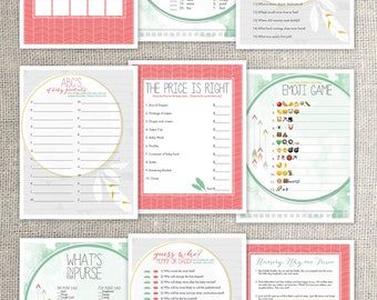 9 Bohemian Baby Shower Games PRINTABLE bundle - EDITABLE TEXT >> Instant Download | Paper and Cake