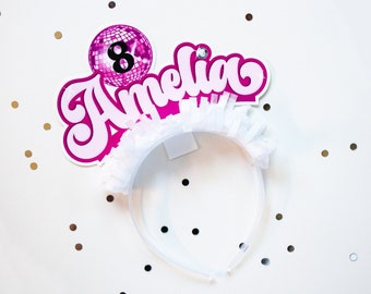 Pink Disco Tiara, Party Crown, Birthday Headband >> shipped to you | Paper and Cake