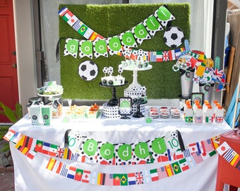 Soccer PRINTABLE Party Decorations | Fútbol Birthday - EDITABLE TEXT >> Instant Download | Paper and Cake