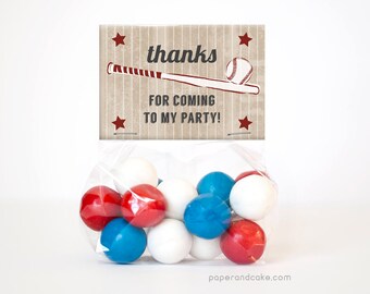 Baseball Birthday Party Favor Bags and Toppers for 12 >> shipped to you | Paper and Cake