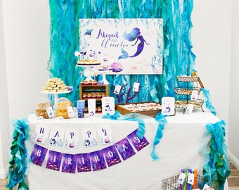 Mermaid, Under the Sea Birthday PRINTABLE Party Decorations - EDITABLE TEXT >> Digital Download | Paper and Cake