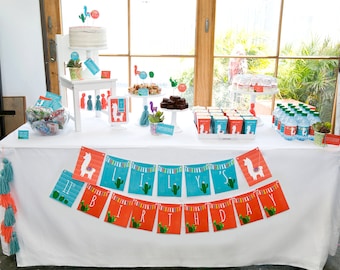 Llama or Alpaca Birthday PRINTABLE Party Decorations - EDITABLE TEXT >> Instant Download | Paper and Cake