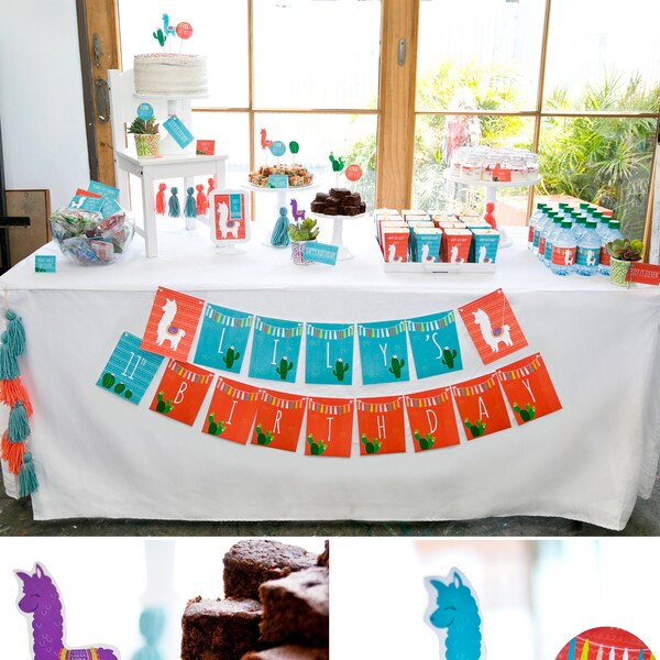 Llama And Cactus Birthday Banner Printable Etsy