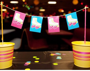 Roller Skate Party, Roller Rink Birthday PRINTABLE Party Decorations - EDITABLE TEXT >> Instant Download | Paper and Cake