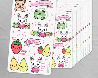 12 Cute Kawaii Valenines Sticker Sheets | Kids Party Favors >> shipped to you | Paper and Cake