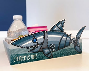 Steampunk Shark Printable LUNCH SNACK TRAY - Personalized - >> Instant Download | Paper and Cake