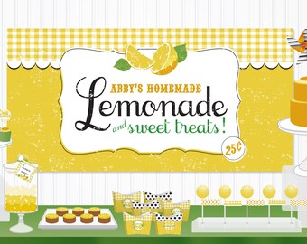 Lemonade BACKDROP Poster, Dessert Table Party Banner, Custom Personalized Sign | Paper and Cake