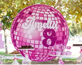 Pink Disco BACKDROP Poster, Dessert Table Party Banner, Custom Personalized Sign | Paper and Cake