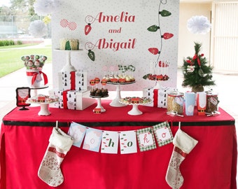 Peppermints and Plaid Holiday PRINTABLE Party Decorations | EDITABLE TEXT >> Instant Download | Paper and Cake