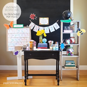 Rainbow of Bugs Classroom PRINTABLES | Teacher Supplies | Bulletin Board - You Customize EDITABLE TEXT >> Instant Download | Paper and Cake