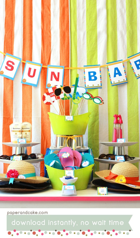 Pool Party | Swim Party PRINTABLE Party Collection - You Customize EDITABLE TEXT >> Instant Download | Paper and Cake Il_570xn