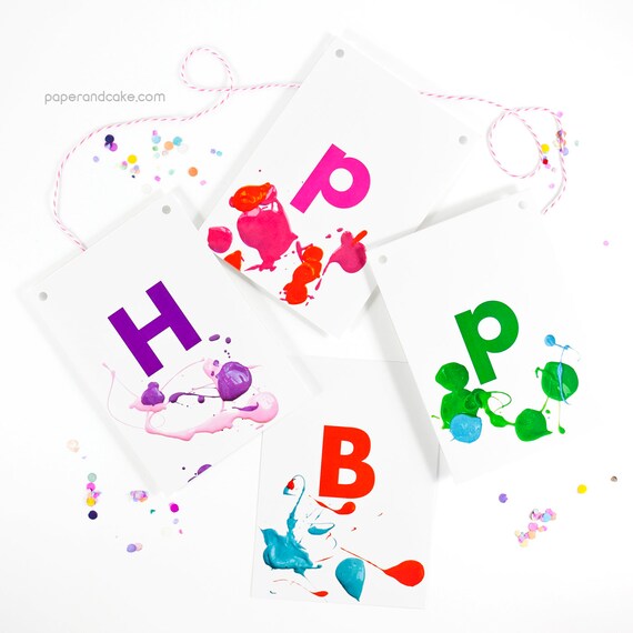 Art Party "Happy Birthday" Pennant Banner >> shipped to you | Paper and Cake Il_570xn