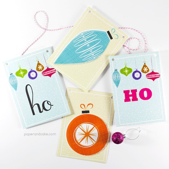 Retro Ornaments "Ho Ho Ho" Pennant Banner >> shipped to you | Paper and Cake Il_570xn