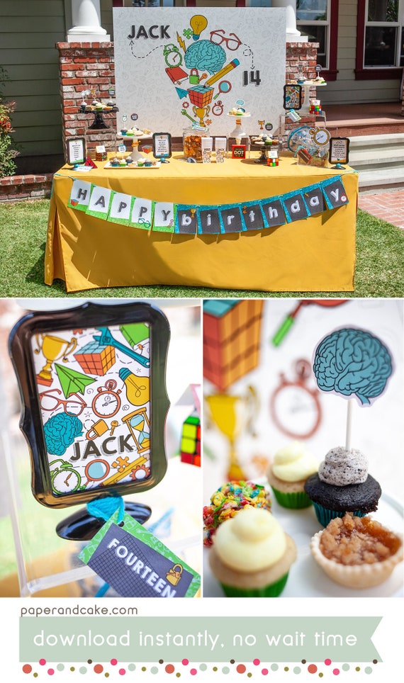 Brain Teaser Birthday Party, Puzzle Cube Birthday PRINTABLE Party