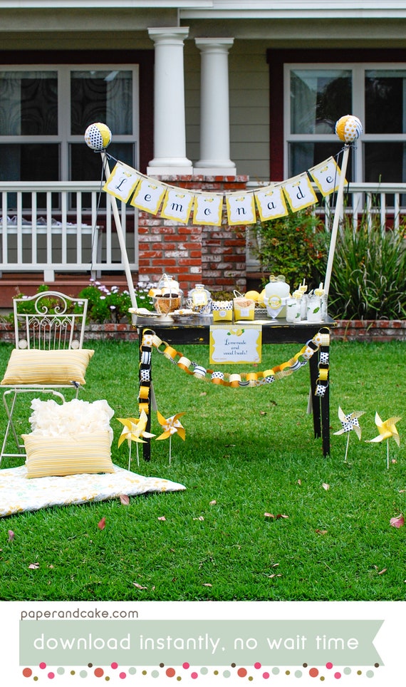 Lemonade Stand Birthday PRINTABLE Party Decorations - EDITABLE TEXT >> Instant Download | Paper and Cake Il_570xn