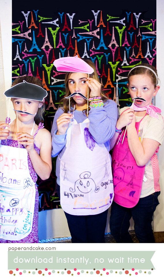 Paris Photo Booth | French Themed Printable PHOTO BOOTH PROPS - Editable Text >> Instant Download | Paper and Cake Il_570xn