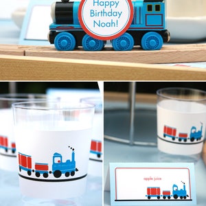 Train Birthday PRINTABLE Party Decorations EDITABLE TEXT Instant Download Paper and Cake image 4