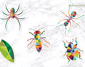 5 Bugs and Insects Stickers, Spider, Ant, Fly Waterproof Sticker Pack of 5 >> shipped to you | Paper and Cake