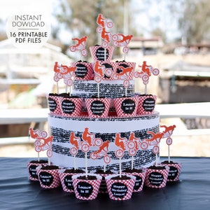 Bike Motocross PRINTABLE Party Decorations | Dirt Bike Birthday - EDITABLE TEXT >> Instant Download | Paper and Cake