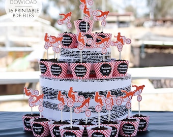 Bike Motocross PRINTABLE Party Decorations | Dirt Bike Birthday - EDITABLE TEXT >> Instant Download | Paper and Cake