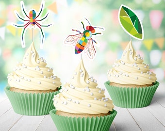 12 Bugs Cupcake Toppers, Insect Birthday Treat Picks >> shipped to you | Paper and Cake