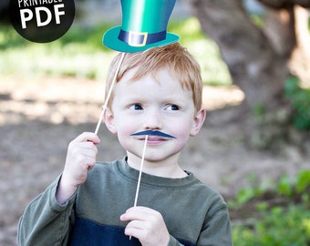 25 St. Patrick's Day AFDRUKBARE Photo Booth Props - bewerkbare tekst >> Direct downloaden | Papier en taart