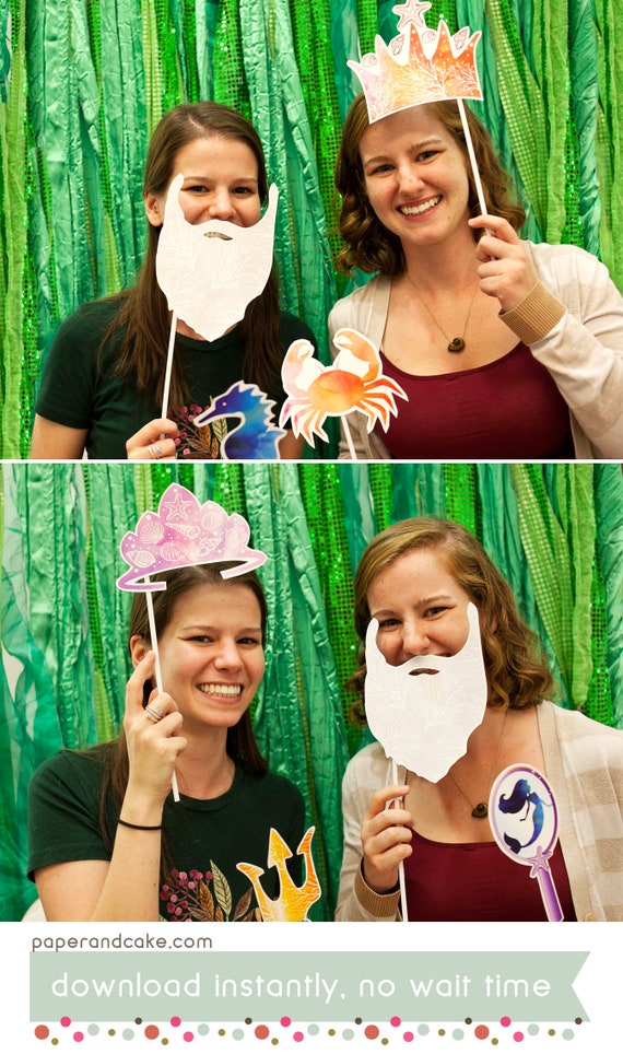 Mermaid | Under the Sea Printable PHOTO BOOTH PROPS - Editable Text >> Instant Download | Paper and Cake Il_570xn