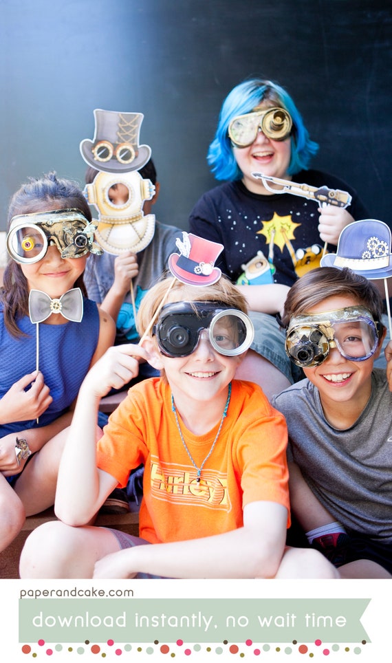 19 Steampunk PRINTABLE Photo Booth Props, Marine Dive Helmet, Goggles