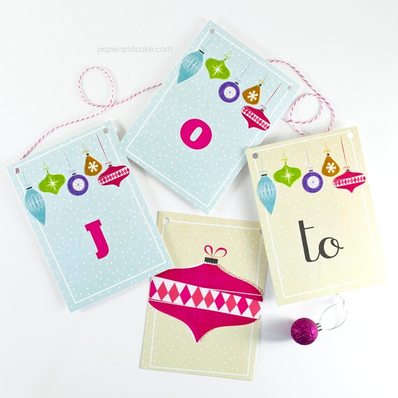 Retro Ornaments "Joy to the World" Pennant Banner >> shipped to you | Paper and Cake Il_570xn