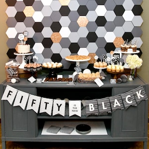 Black and White PRINTABLE Party Decorations - EDITABLE TEXT >> Instant ...