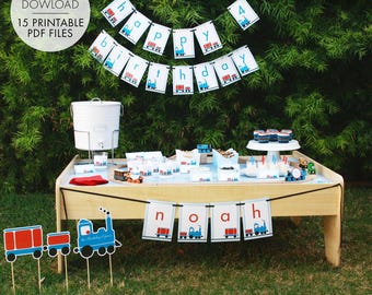 Zug Geburtstag DRUCKBARE Partydekorationen - EDITIERBARER TEXT >> Sofort Download | Papier und Kuchen