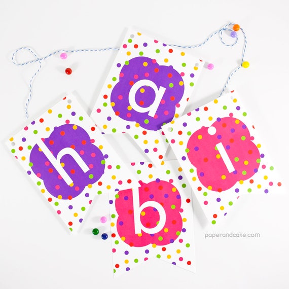 Polka Dot Birthday | Polka Dots Shower | Pink and Purple Dots Celebration Pennant Banner >> shipped to you | Paper and Cake Il_570xn