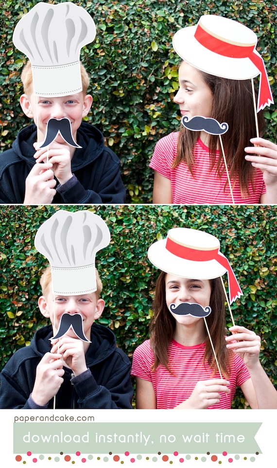Italian Printable PHOTO BOOTH PROPS Pasta, espresso, wine | Editable Text >> Digital Download | Paper and Cake Il_570xn