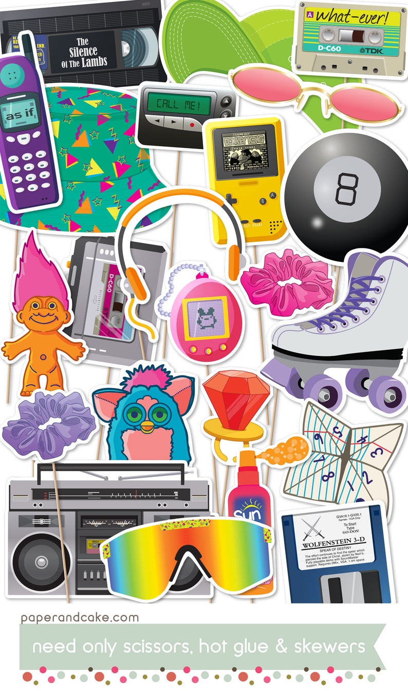 21 Nineties Printable Photo Booth Props 90s Millennial Party Etsy