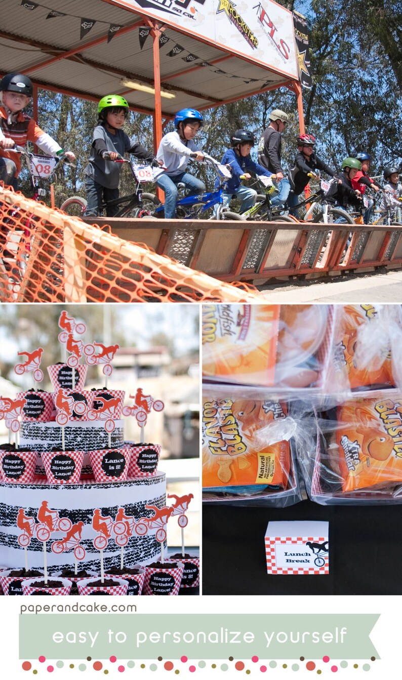Bmx Bike PRINTABLE Party Decorations Dirt Bike Birthday Etsy
