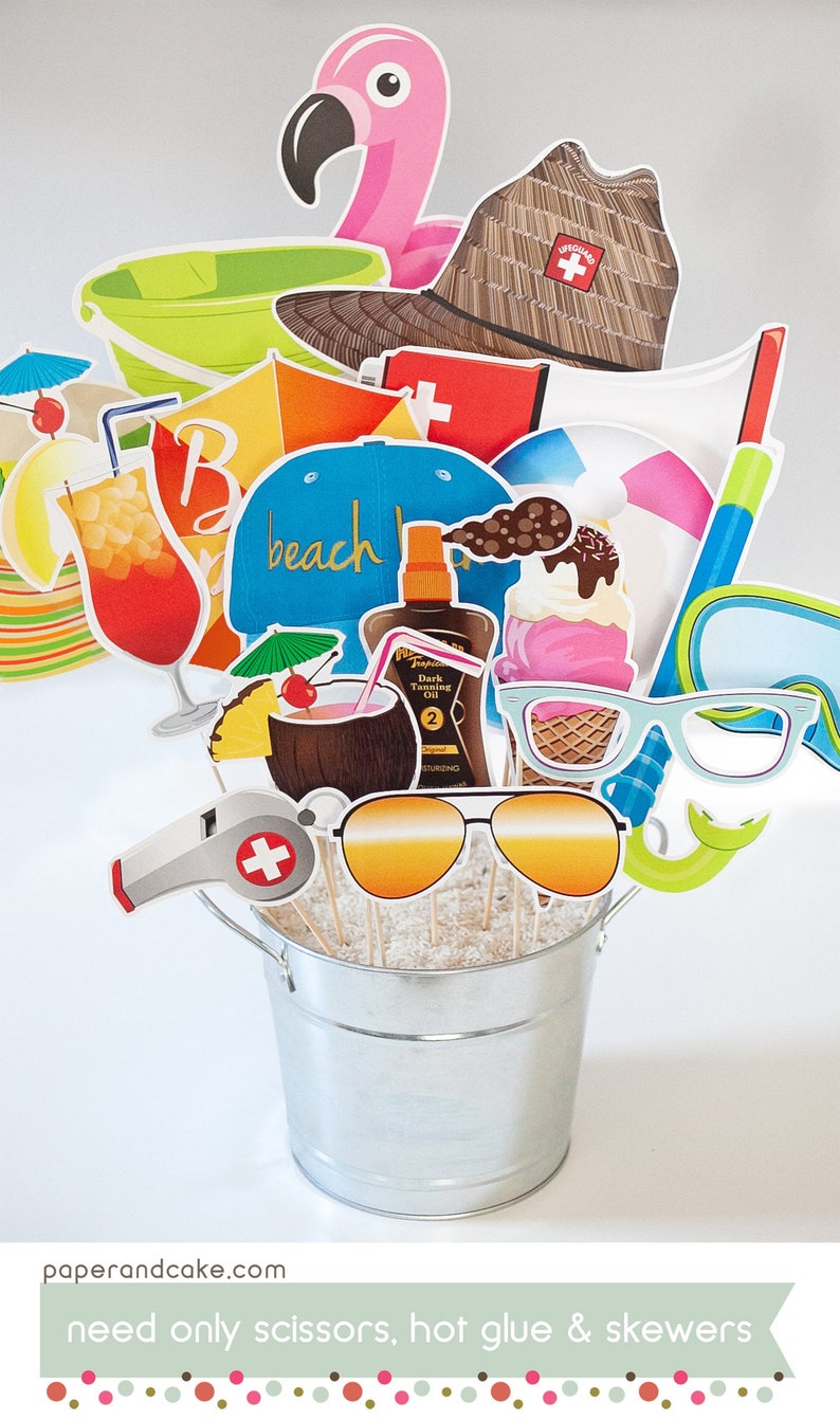 Beach Party Printable PHOTO BOOTH PROPS Summer Pool Party | Etsy