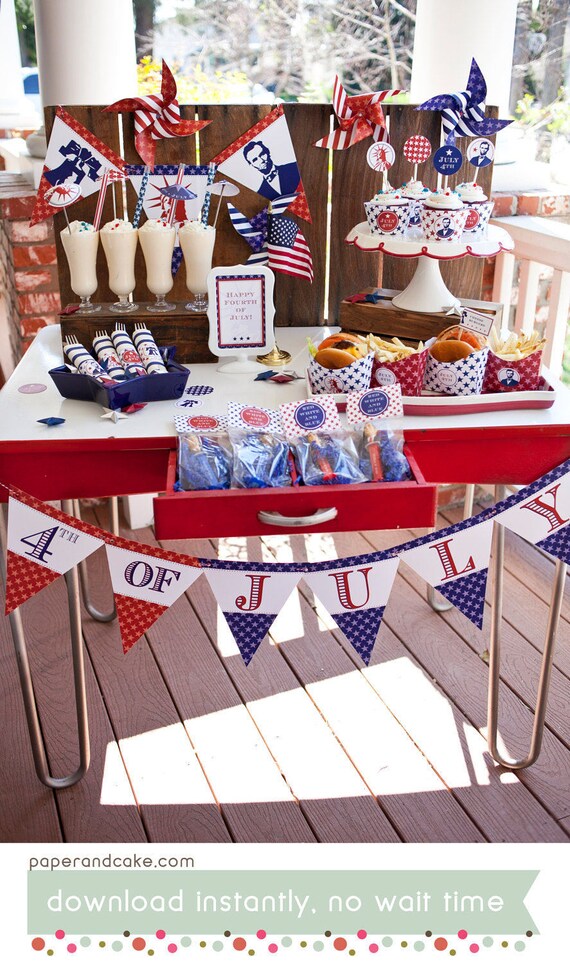 American Icons, Patriotic 4th of July PRINTABLE Party Collection - You Customize EDITABLE TEXT >> Instant Download | Paper and Cake Il_570xn