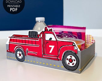 Fire Truck Printable LUNCH SNACK TRAY, Firefighter Party - Personalized >> Instant Download | Paper and Cake