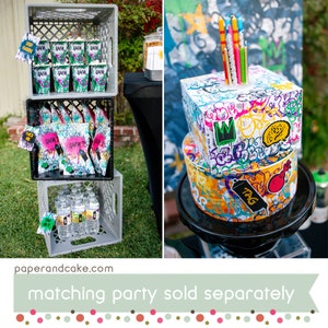 Graffiti BACKDROP Poster, Dessert Table Party Banner, Custom Personalized Sign Paper and Cake image 4