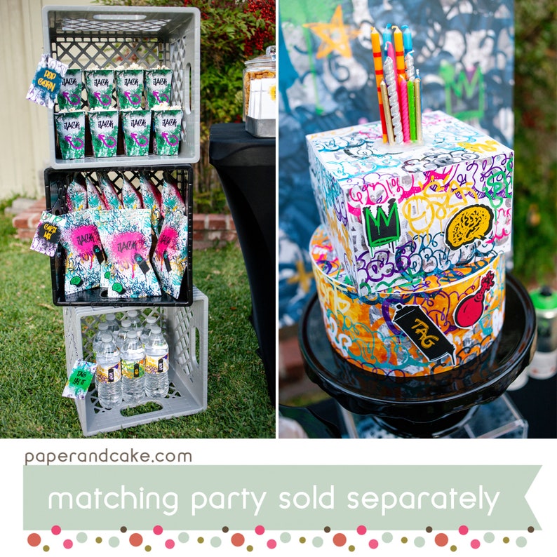 Graffiti BACKDROP Poster, Dessert Table Party Banner, Custom Personalized Sign Paper and Cake image 4