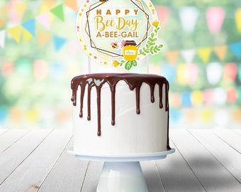 Honey Bee Cake Topper, Birthday Treat Pick >> shipped to you | Paper and Cake