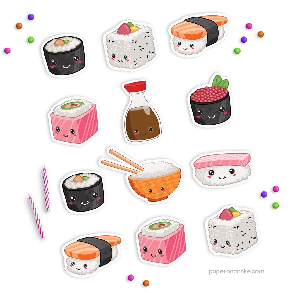 12 Sushi Cupcake Toppers Cute Kawaii I Love Sushi Birthday - Etsy