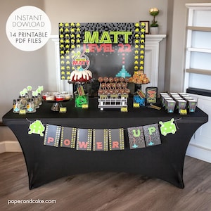 Video Game PRINTABLE Party Decorations | Gamer Birthday Party | Game Truck - EDITABLE TEXT &gt;&gt; Instant Download | Paper and Cake