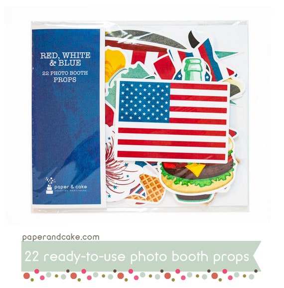 Patriotic Photo Booth Props, Package of 22 Photo Props, Pre-Cut Ready to Use | Shipped to You | Paper and Cake Il_570xn