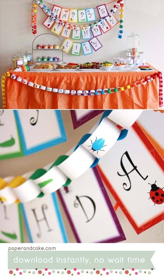 Rainbow Of Bugs Birthday Printable Party Decorations Etsy