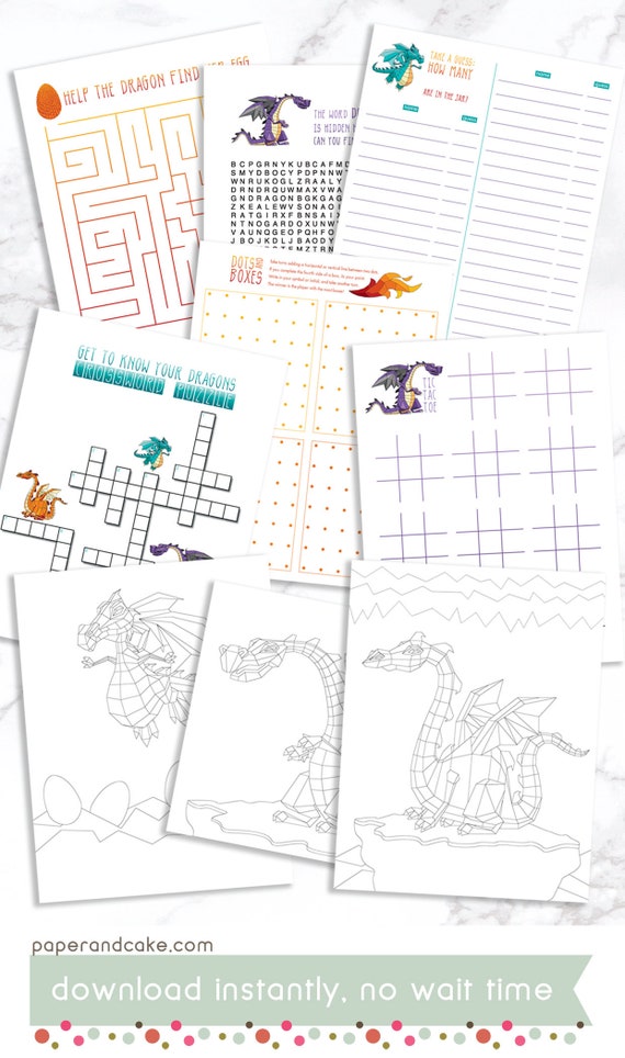 Dragons Party Games PRINTABLE Activities | Pin the Flame on the Dragon - EDITABLE TEXT >> Instant Download | Paper and Cake Il_570xn